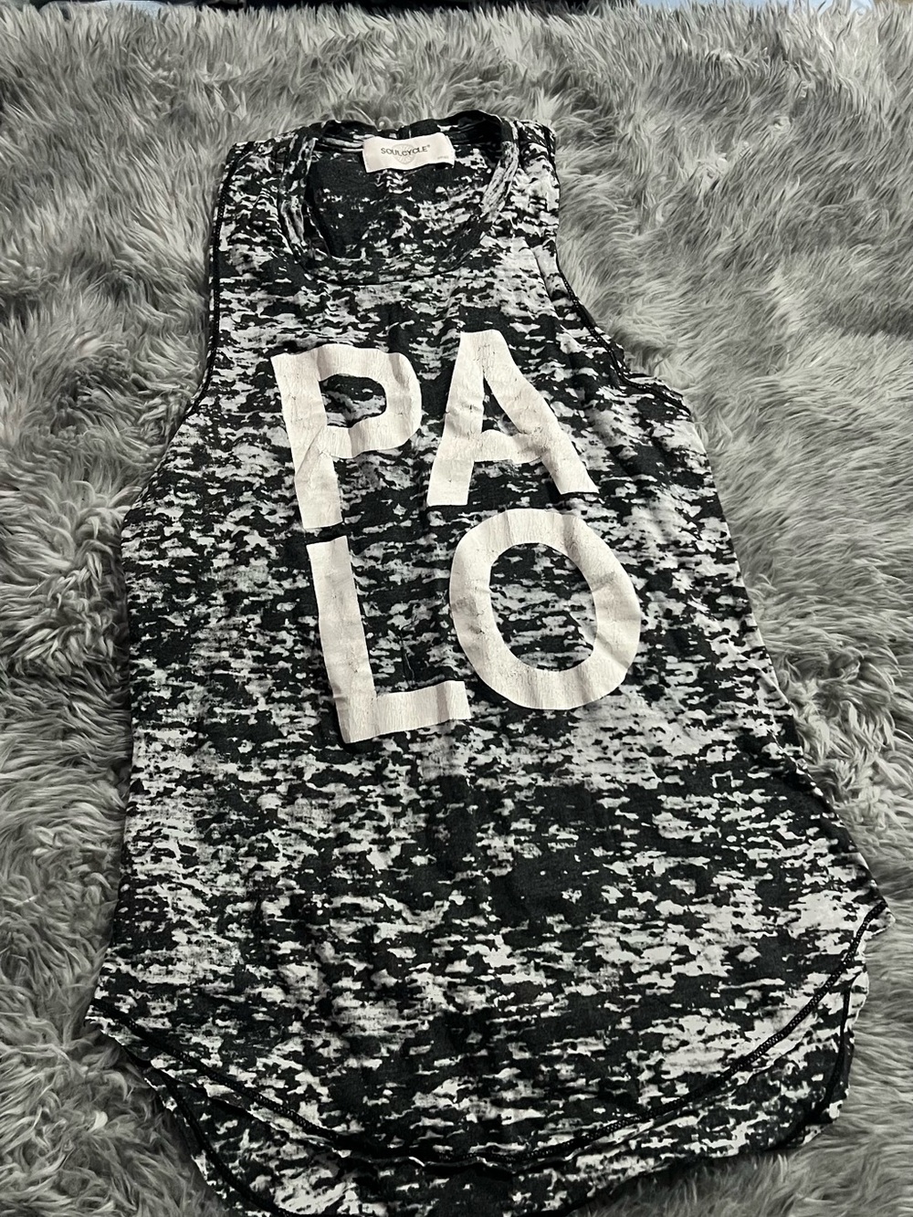 soulcycle Black & White Marbled Muscle Tank (Palo)